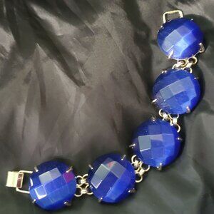 Signed Kendra Scott Bracelet Retired Cassie Cobalt Blue Large Cat's Eye Elegance